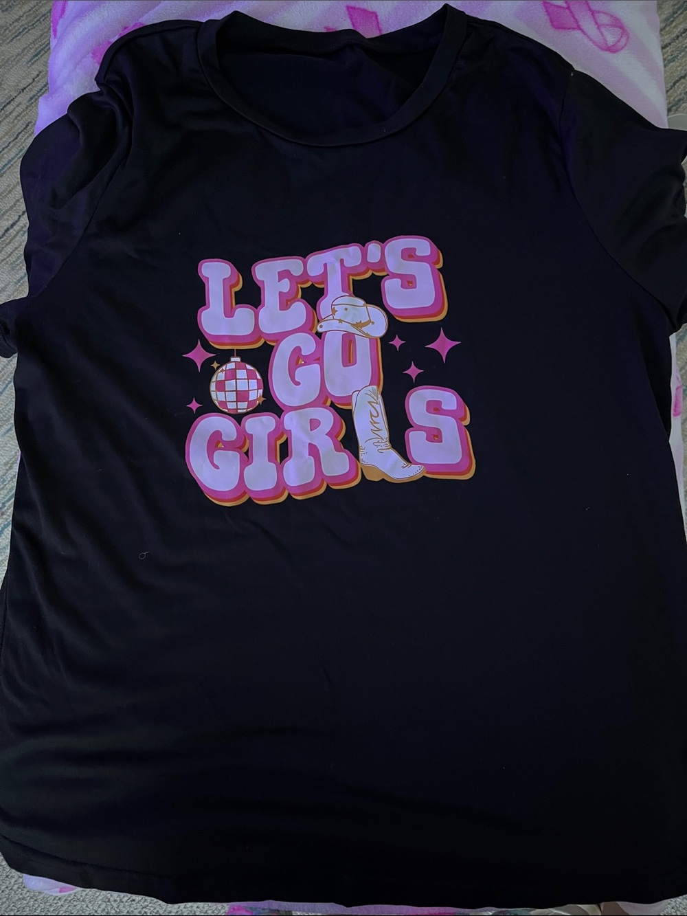 Graphic Short-Sleeve Tee - Black with Pink Print